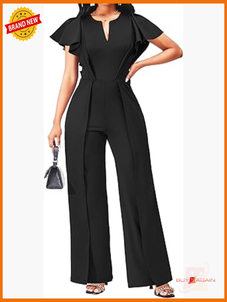 Elegant Formal Jumpsuit With V-Neck And Zipper